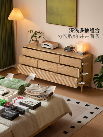 实木斗柜现代简约边柜卧室白蜡木储物柜原木风抽屉柜