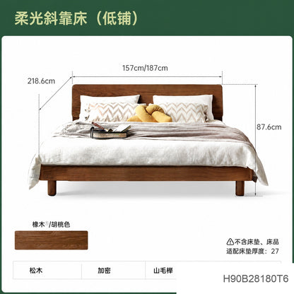 全实木床现代简约橡木双人大床北欧小户型卧室家具单人床