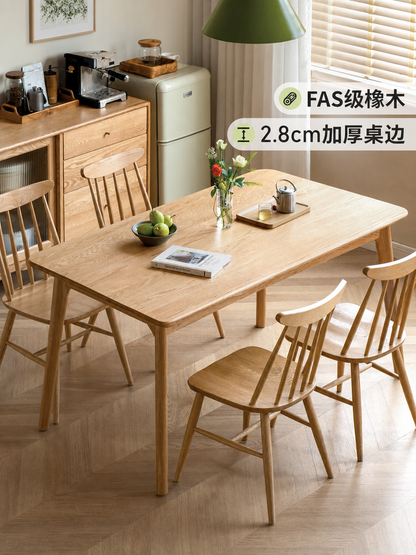实木餐桌长方形吃饭桌子橡木饭桌工作台餐桌椅组合