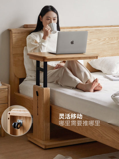 实木手动升降桌可移动书桌沙发小边几现代简约折叠桌