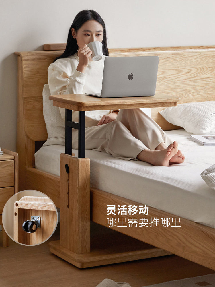 实木手动升降桌可移动书桌沙发小边几现代简约折叠桌