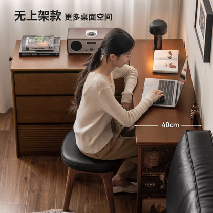 实木化妆桌卧室胡桃色斗柜化妆台现代简约带灯转角梳妆台