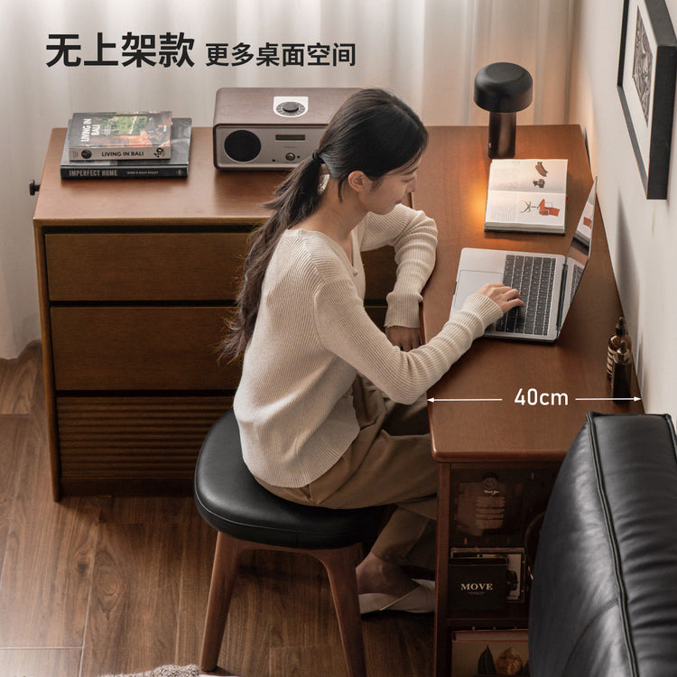 实木化妆桌卧室胡桃色斗柜化妆台现代简约带灯转角梳妆台