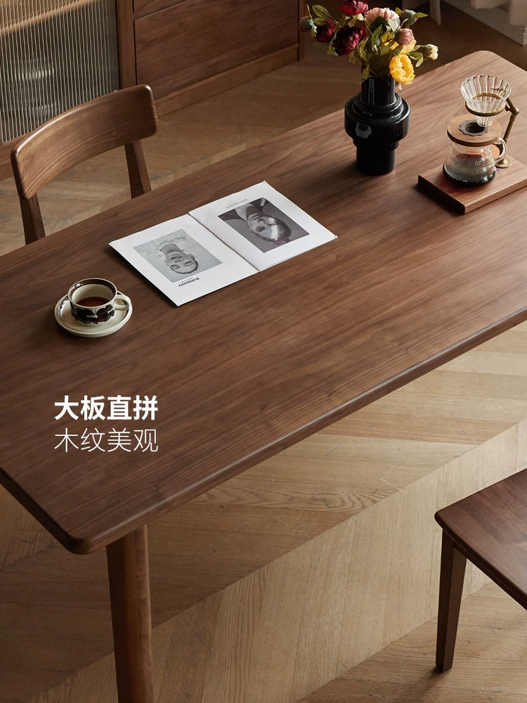 实木餐桌餐厅黑胡桃木大板桌现代简约长桌吃饭桌子