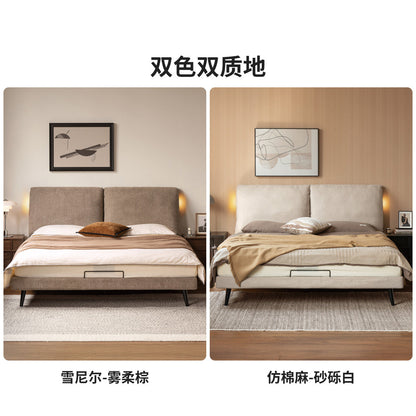 可拆洗布艺床卧室小象耳朵软靠床现代简约多功能夜光床