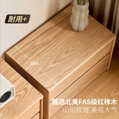 实木电视边柜北欧小户型玻璃门展示柜客厅原木置物柜矮柜