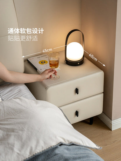 软包床头柜奶油风卧室床边柜简约白色床尾柜轻奢风储物柜