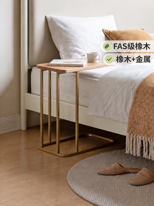 实木小茶几沙发边几北欧橡木铁艺边桌小户型卧室床头柜