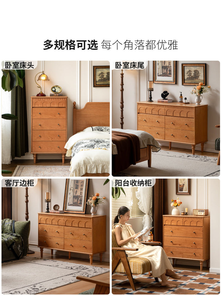 实木斗柜法式复古储物六斗柜卧室樱桃木边柜收纳柜