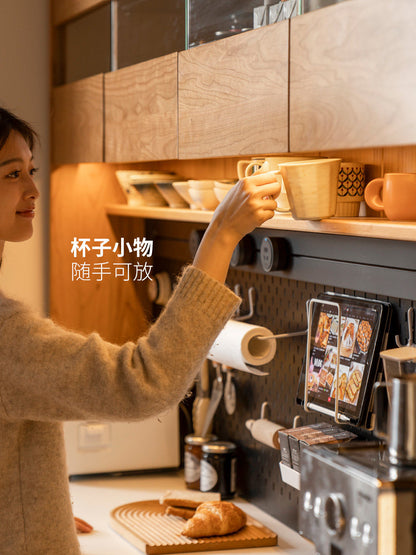 实木餐边柜大容量樱桃木茶水柜高柜黑标靠墙收纳柜碗柜