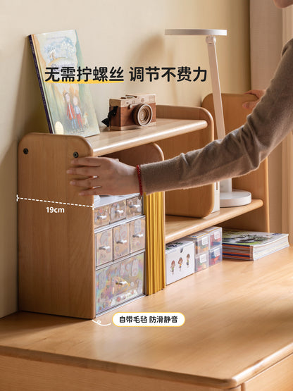 实木儿童储物柜多功能伸缩置物架简约书桌上架学生书架