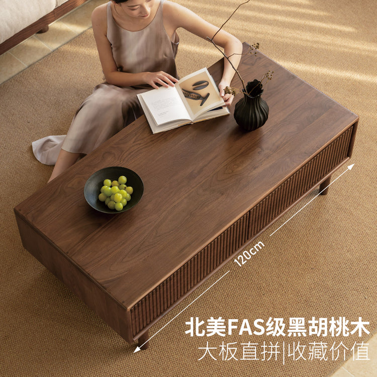 实木茶几客厅意式轻奢茶台小户型黑胡桃木收纳茶桌