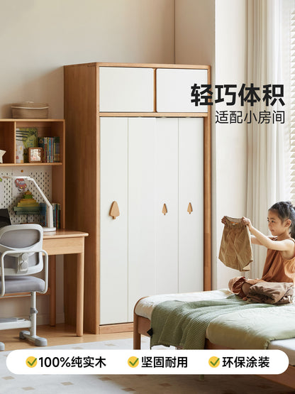 实木儿童衣柜现代简约卧室推拉门宝宝衣橱移门储物柜