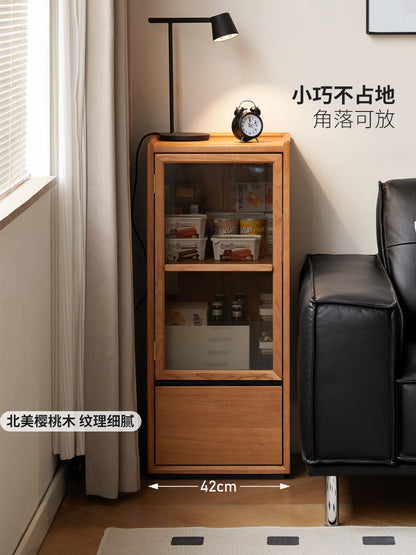 实木边柜客厅现代简约收纳储物柜小户型樱桃木展示柜