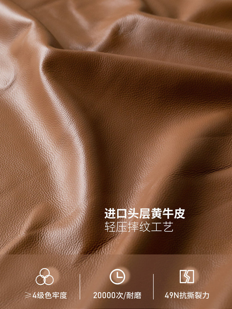 实木层牛皮软包床北欧高床头双人床黑胡桃木卧室大床