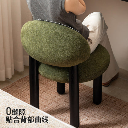 实木梳妆凳现代简约白蜡木黑色化妆凳卧室雪尼尔凳子