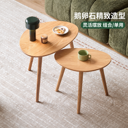 实木小茶几简约橡木沙发边桌角几北欧客厅圆桌小边几