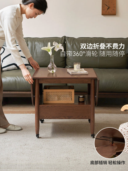实木茶几现代简约橡木折叠茶桌餐桌两用客厅可移动茶台