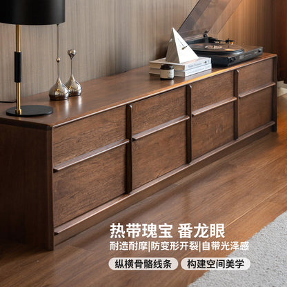 实木电视柜客厅现代简约地柜落地骨骼线胡桃色电视机柜