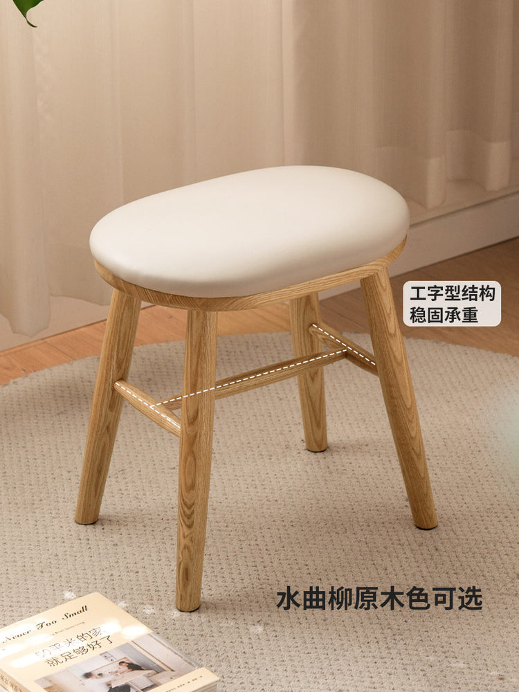 实木梳妆凳软包凳子卧室化妆凳简约换鞋凳樱桃木板凳