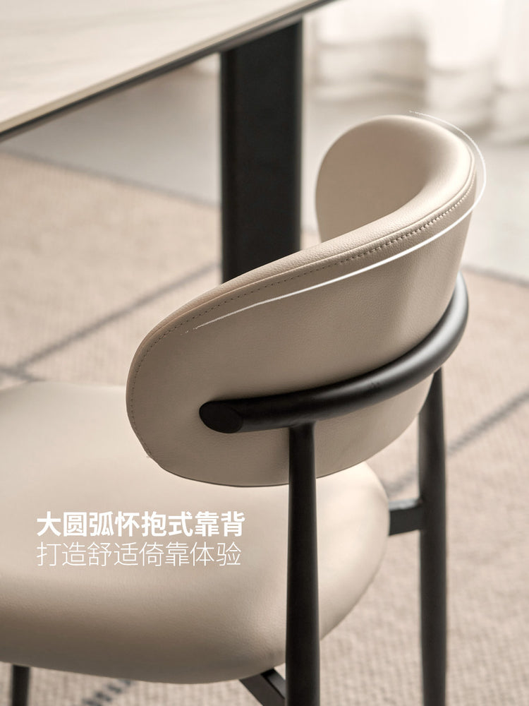 软包餐椅现代简约餐厅靠背椅铁艺休闲椅黑色餐桌椅子