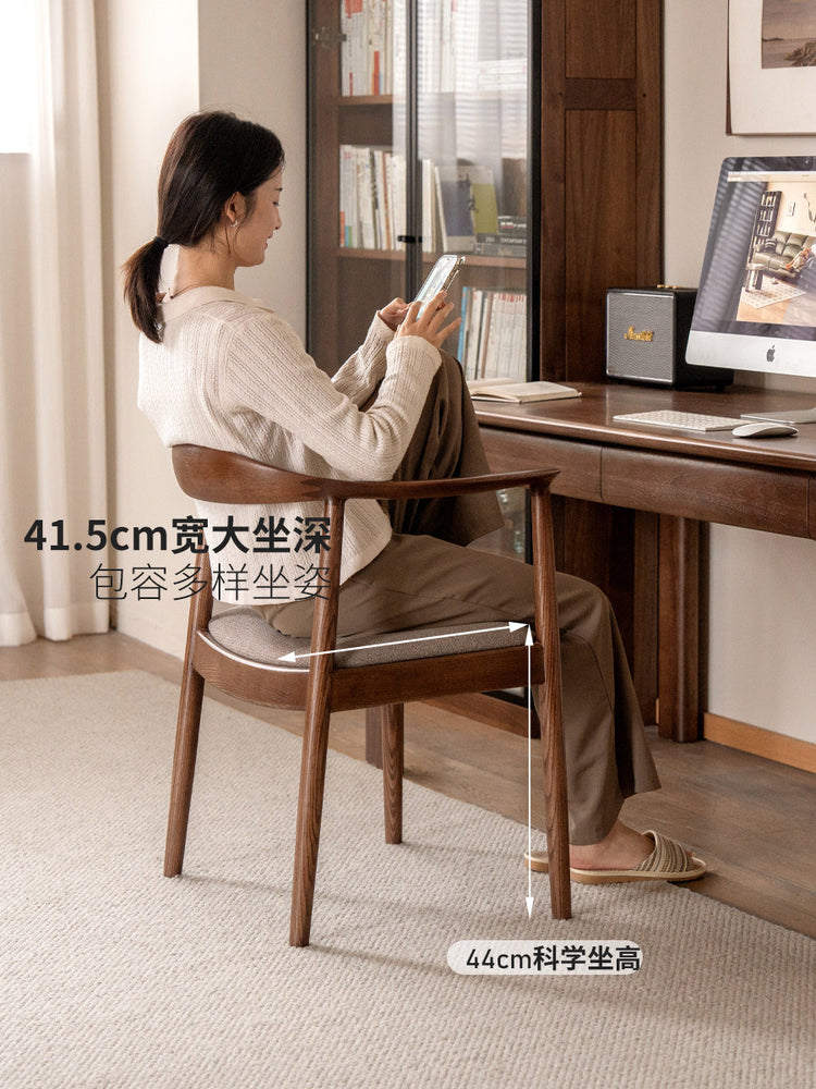 实木总统椅白蜡木餐椅办公椅北欧书椅椅子舒适靠背椅
