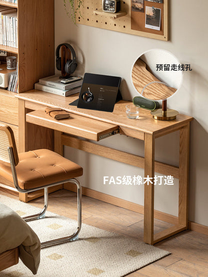 实木书桌书房伸缩写字桌卧室床边桌橡木窄桌办公桌
