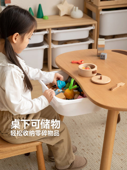 儿童实木手工桌可升降宝宝游戏玩具桌可爱小熊学习桌