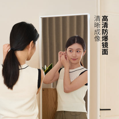 铁艺穿衣镜现代简约钢化镜卧室可翻折试衣镜全身镜