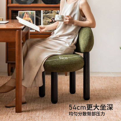 实木梳妆凳现代简约白蜡木黑色化妆凳卧室雪尼尔凳子