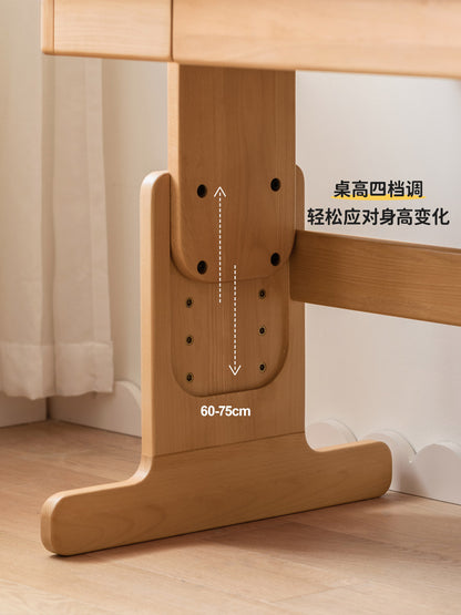 实木学习桌现代简约书房儿童升降书桌学生原木写字桌
