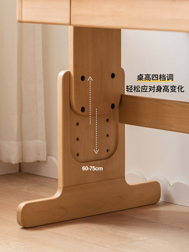 实木学习桌现代简约书房儿童升降书桌学生原木写字桌
