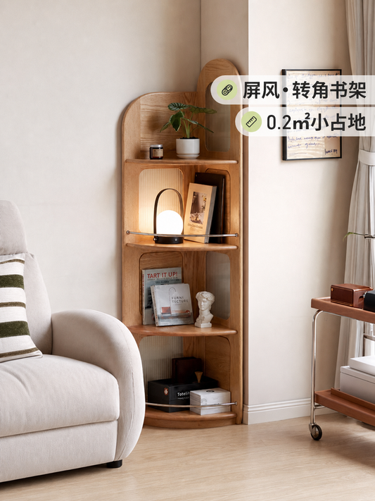 实木书架小户型转角置物架书房橡木简约落地收纳架