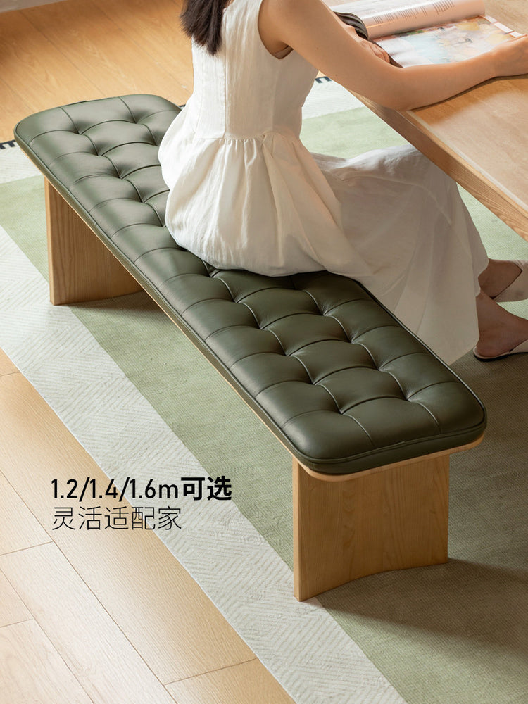 实木软包长凳现代简约餐厅白蜡木长条凳床尾凳换鞋凳