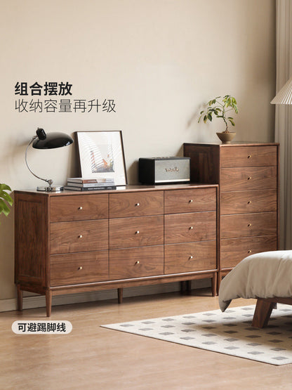 实木九斗柜现代玄关柜胡桃木卧室储物柜北欧抽屉床边柜子
