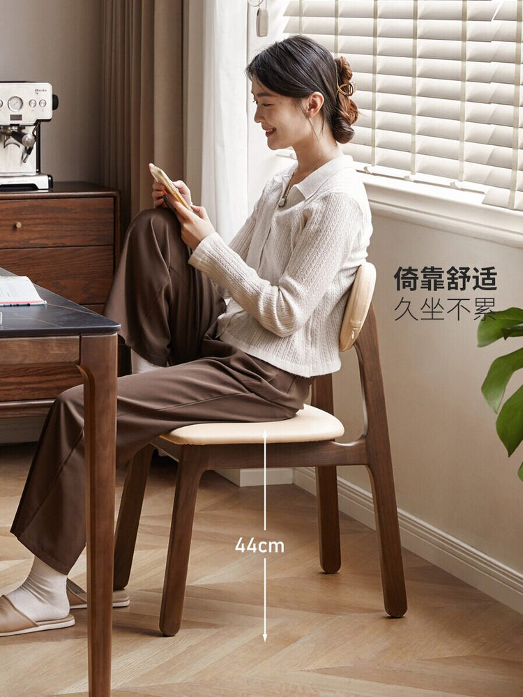 实木餐椅简约黑胡桃木软包靠背书桌椅餐桌椅子梳妆椅