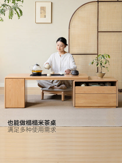 实木伸缩泡茶原木一体式茶几茶台储物柜橡木茶桌
