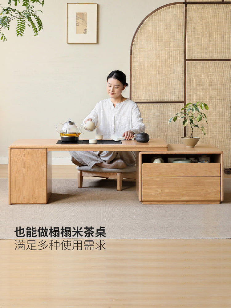 实木伸缩泡茶原木一体式茶几茶台储物柜橡木茶桌