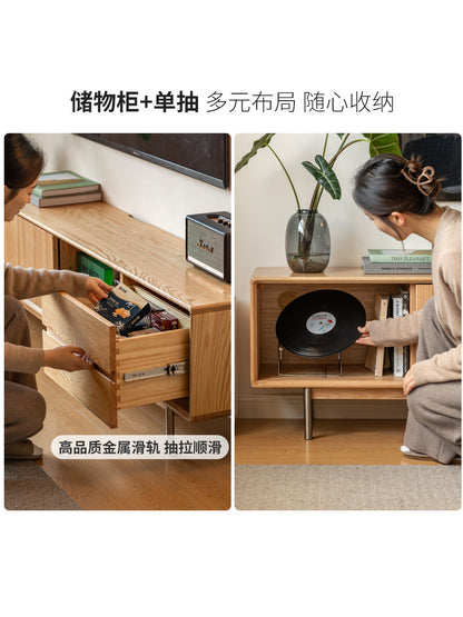实木电视柜客厅现代简约收纳储物柜橡木原木风电视机柜