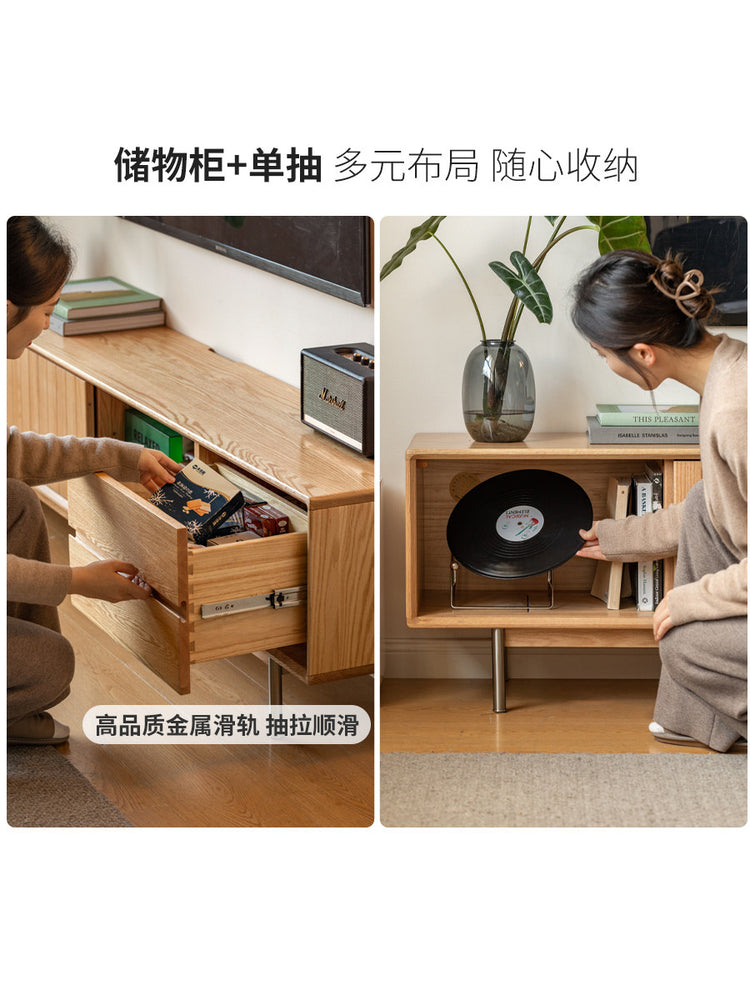 实木电视柜客厅现代简约收纳储物柜橡木原木风电视机柜