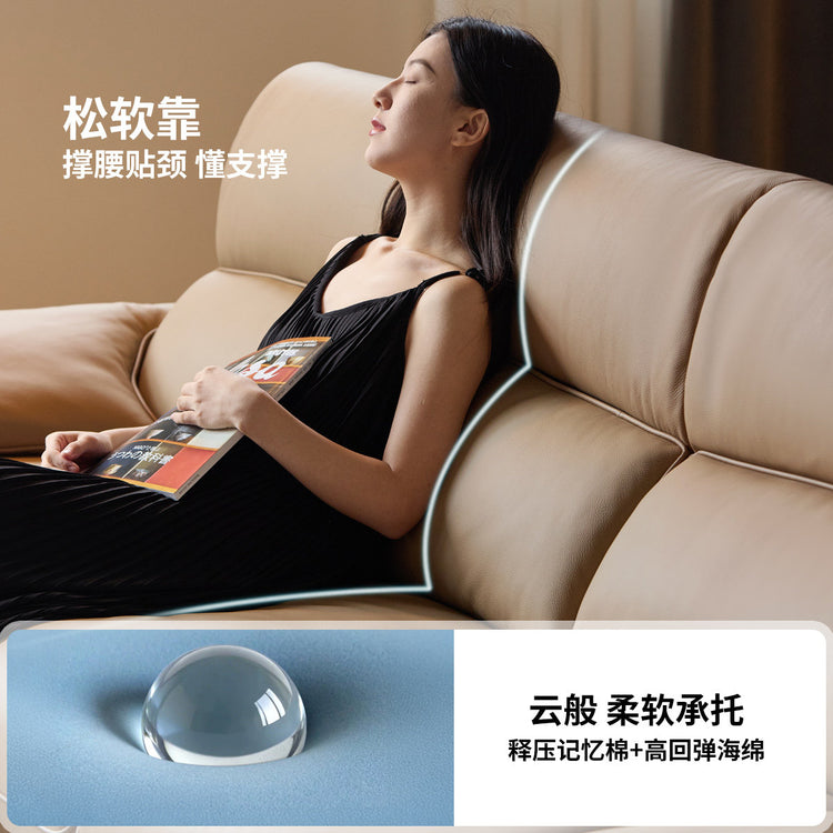 实木现代简约高靠背黑胡桃沙发客厅小户型真皮沙发
