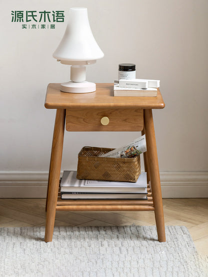 全实木沙发边几客厅樱桃木小茶几置物边柜卧室小型床头柜