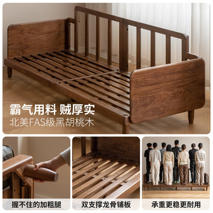 实木客厅意式轻奢真皮沙发黑胡桃木高靠背直排沙发