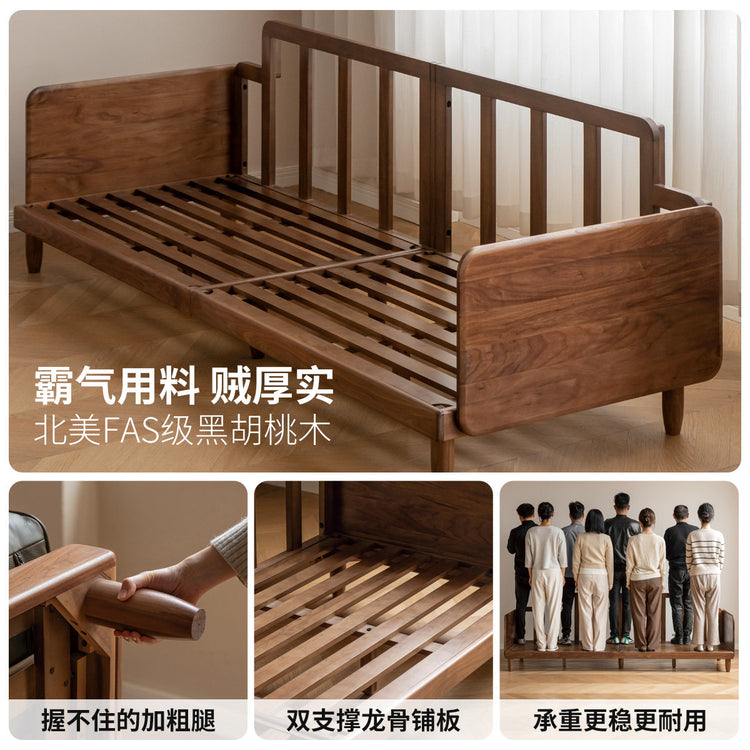 实木客厅意式轻奢真皮沙发黑胡桃木高靠背直排沙发