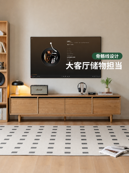 实木电视柜现代简约白蜡木收纳储物地柜客厅电视机柜