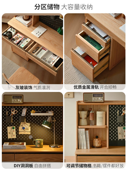 实木书桌书房40cm极窄电脑桌小户型办公桌橡木伸缩桌子