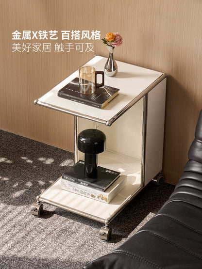 铁艺边几客厅简约沙发边桌小户型白色小茶几移动推车