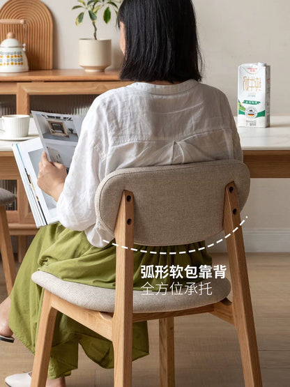 实木餐椅北欧橡木软包靠背书桌椅现代简约餐桌椅子梳妆椅